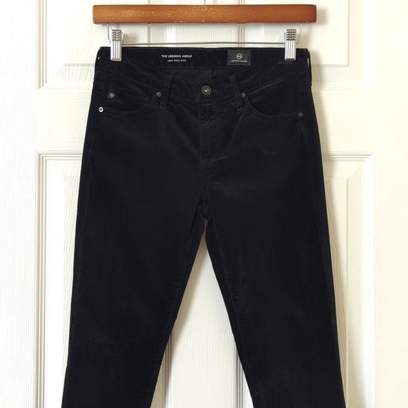 AG Adriano Goldschmied The Legging Velvet Super Skinny Ankle Pants Black 25 - Picture 2 of 15